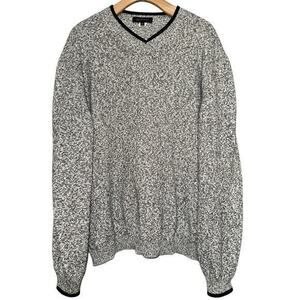 Setball Italy Vintage Men’s Size XXL Black White Marled Knit V-Neck Sweater